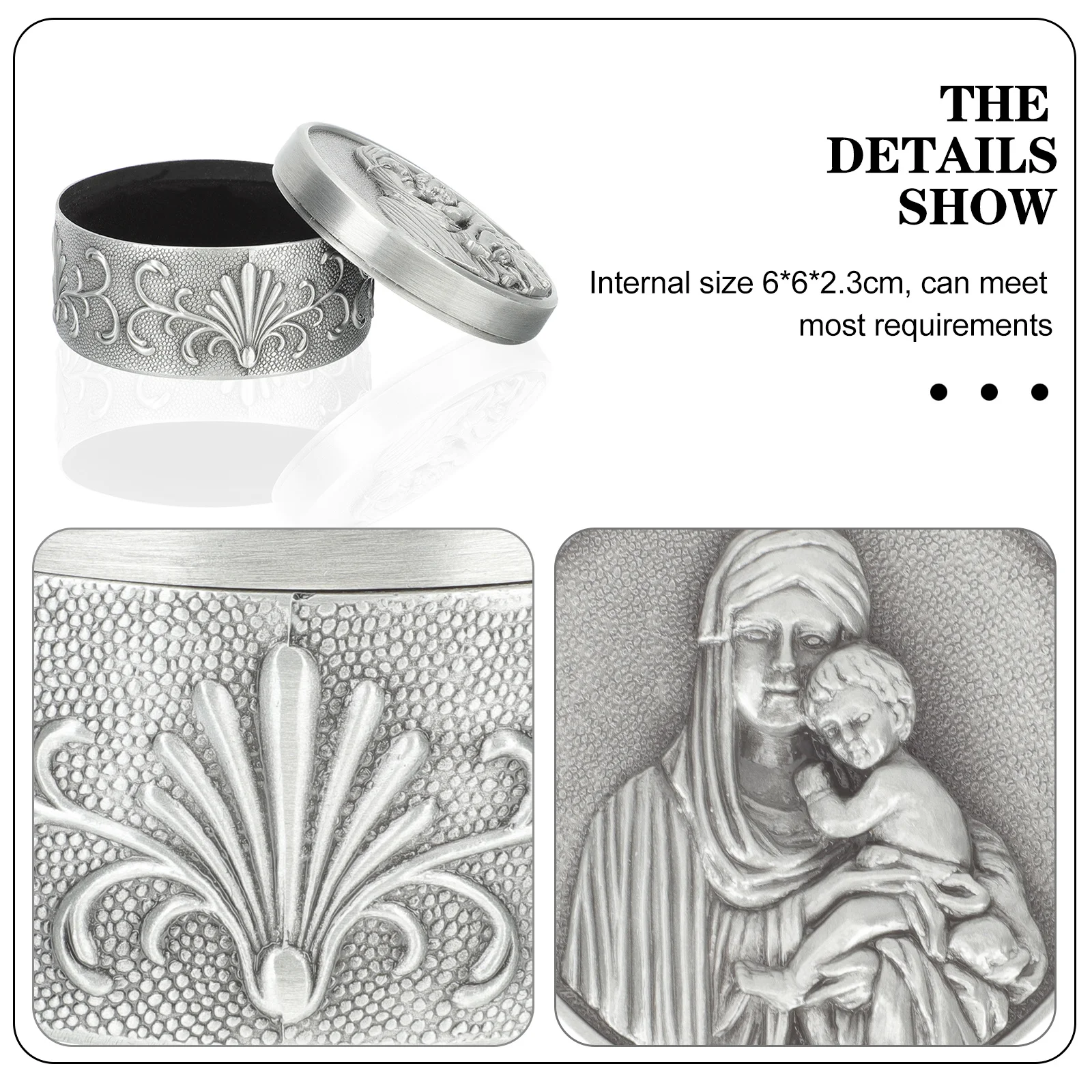 سبائك الزنك ريترو خمر صندوق مجوهرات منظم دائري منظم صغير للخواتم أقراط القلائد صندوق تخزين المجوهرات