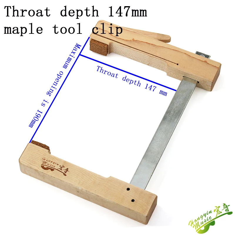 HUATOOL Hartes Ahornholz Eisen Deep Throat Klemme für Gitarre Cello Violine Brücke F-Form Holzbefestigung Holzarbeiten – Detail 17