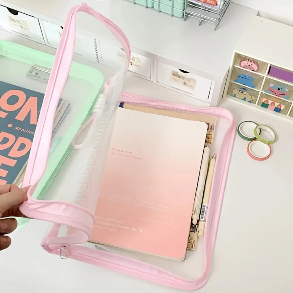 A4 File Bag Large-capacity Textbook Transparent Storage Zipper Student Hand-held Thickened Waterproof Storage Bag for Textbooks image 6