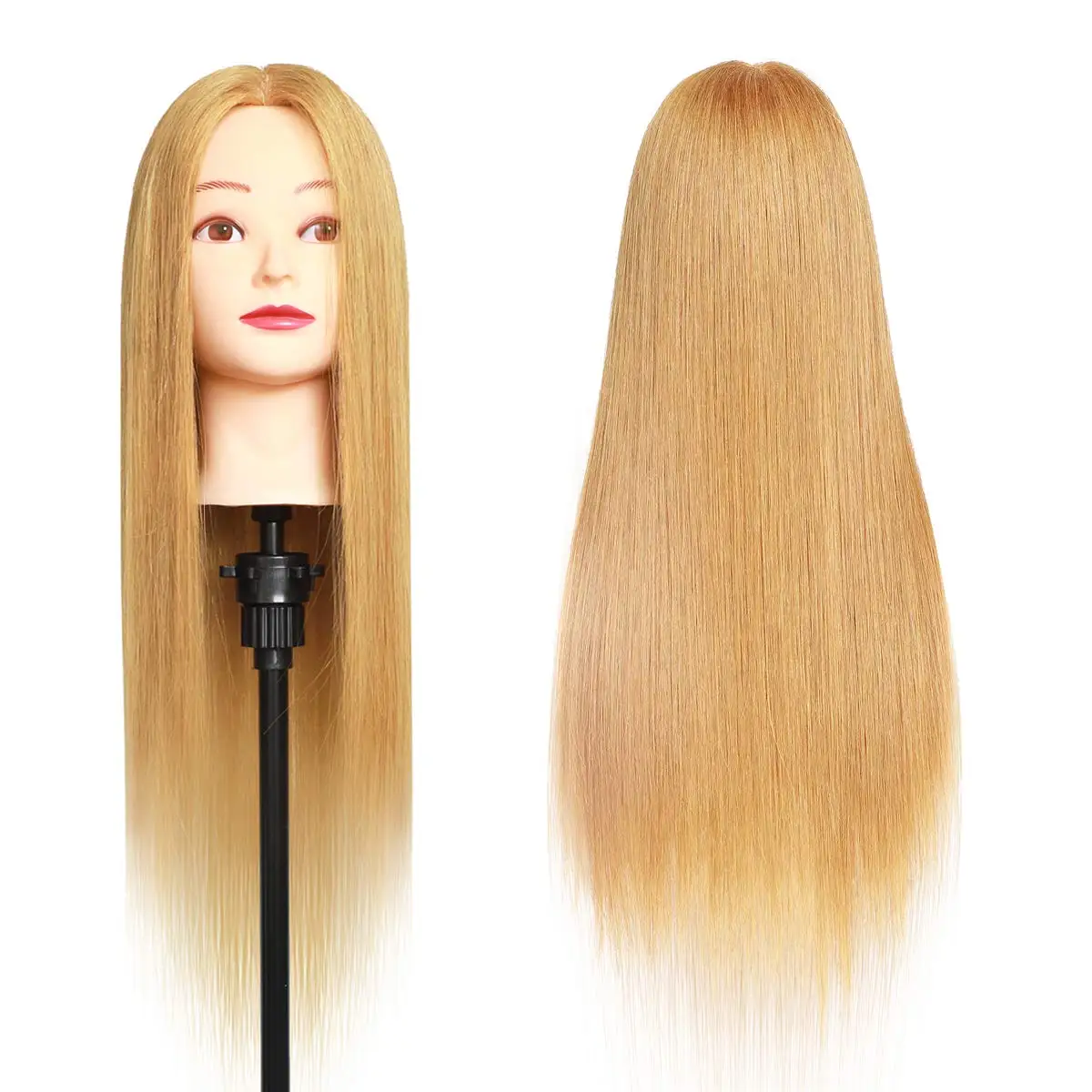 Professional Cosmetology Mannequin Head with Real Human Hair, Adjustable Clamp & Braid Set for Styling Practice
