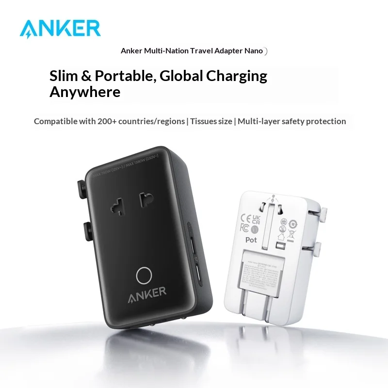 Anker International Travel Adapter Conversion Plug With Usb Ports Works With Eu Uk Us Au Japan Korea Singapore Portable Slim