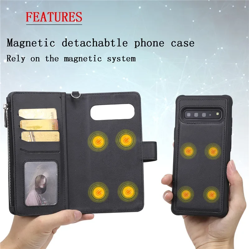 Portfel Skórzane etui na karty 2 w 1 z zamkiem błyskawicznym do Samsung Galaxy A05s A06 A13 A14 A15 A16 A26 A34 A35 A36 A53 A54 A55 A56 — zdjęcie produktu 3