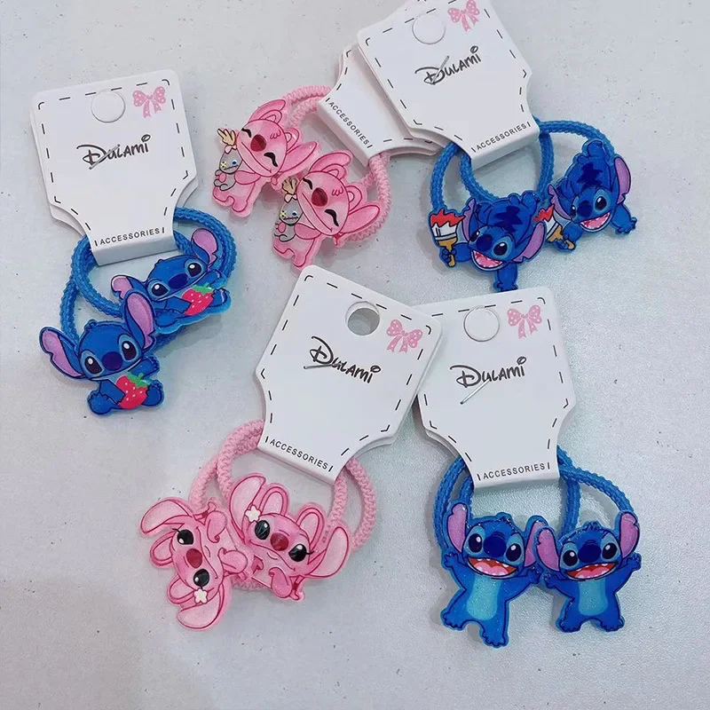 1/3/5pcs Stitch Scrunchie Girl Anime Cartoon Disney Accessories Kawaii Rubber Band Cute Children Hair Decoration Christmas Gift