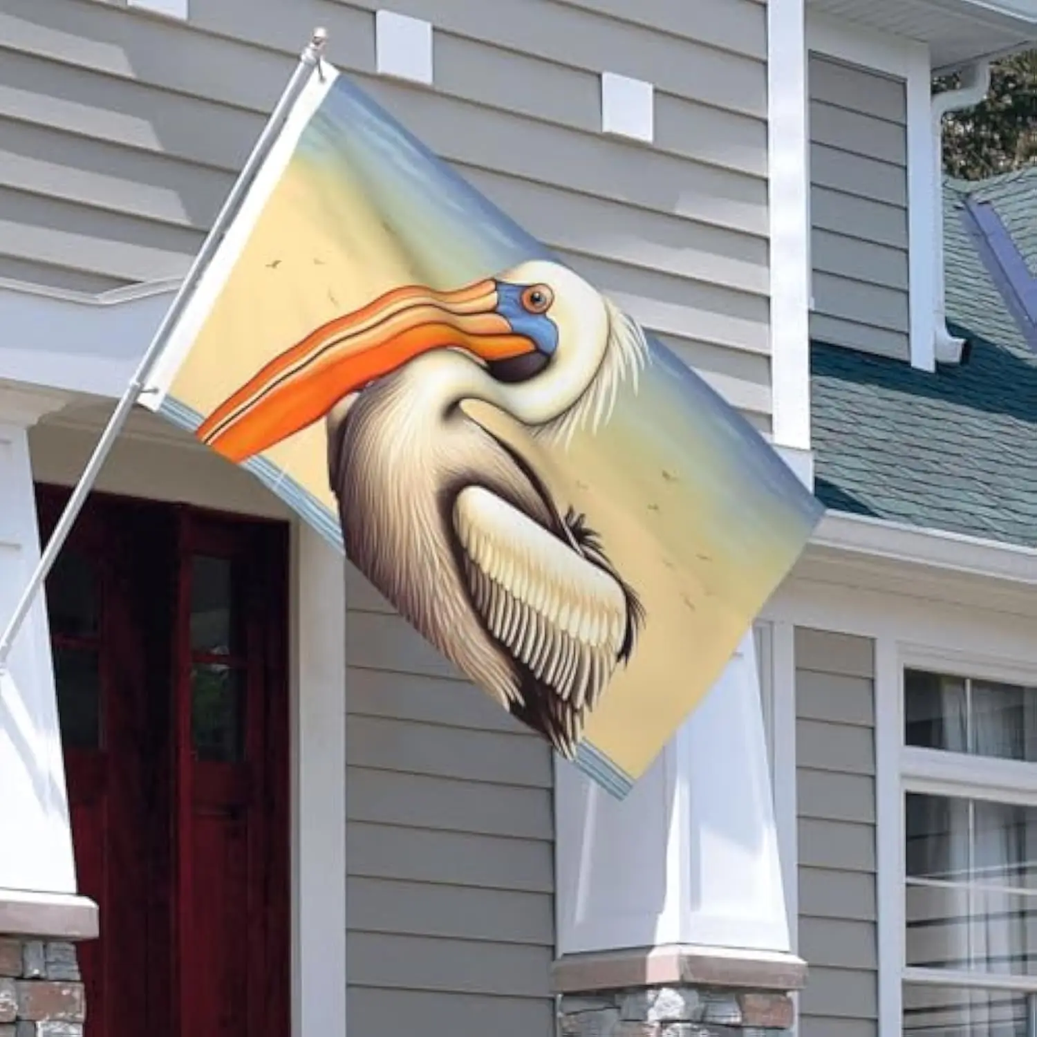 Pelican Bird Welcome House Flag Single-sided Printing Durable Outdoor Garden Banner for Yard