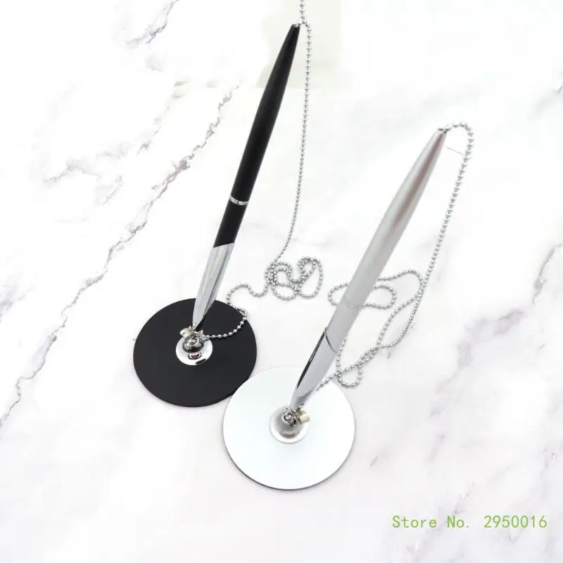 Business Pen Style Metal Ballpoint Pen Desk Pens with Ball Chain Metal Advertising Gift for Banks, Hotels, and Offices