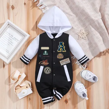 IURNXB Baby Boys Girls Romper Hooded Baseball Long Sleeve Infant Onesie Beach Outfits…