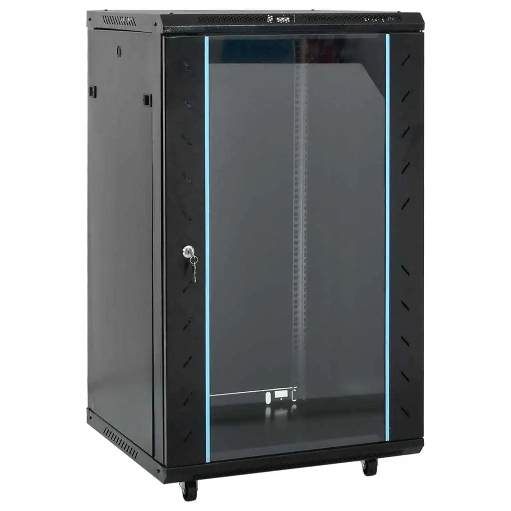 18U 19-Inch Network Cabinet, IP20 Rated, Black, Compact Size 23.6x23.6x39.4 inches for Home/Office