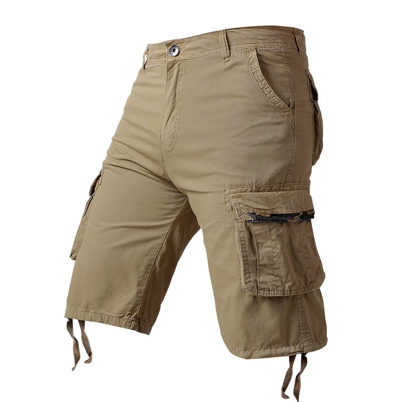 2024 Summer Cotton Mens Short Pants Solid Loose Cargo Shorts Men Fashion Multiple Pockets Casual Jogging Short Trousers Man