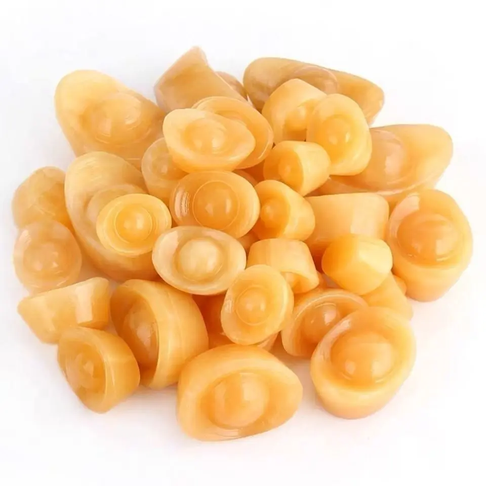 

6PC Natural yellow jade Gold ingot hand carved quartz specimen healing