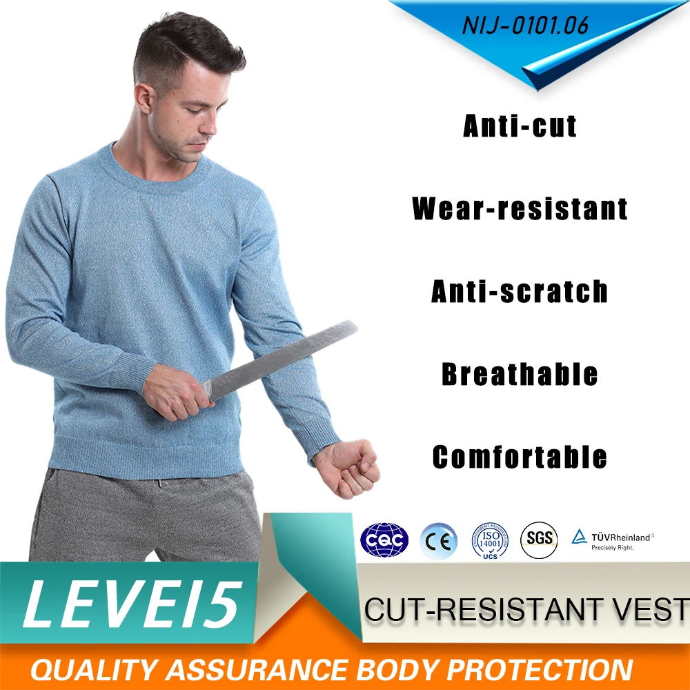 

Level 5 Round Neck Long Sleeve Knitted Anti-Cut And Stab Clothing Wear-Resistant And Anti-Cut Glass Processing Protective Clothi