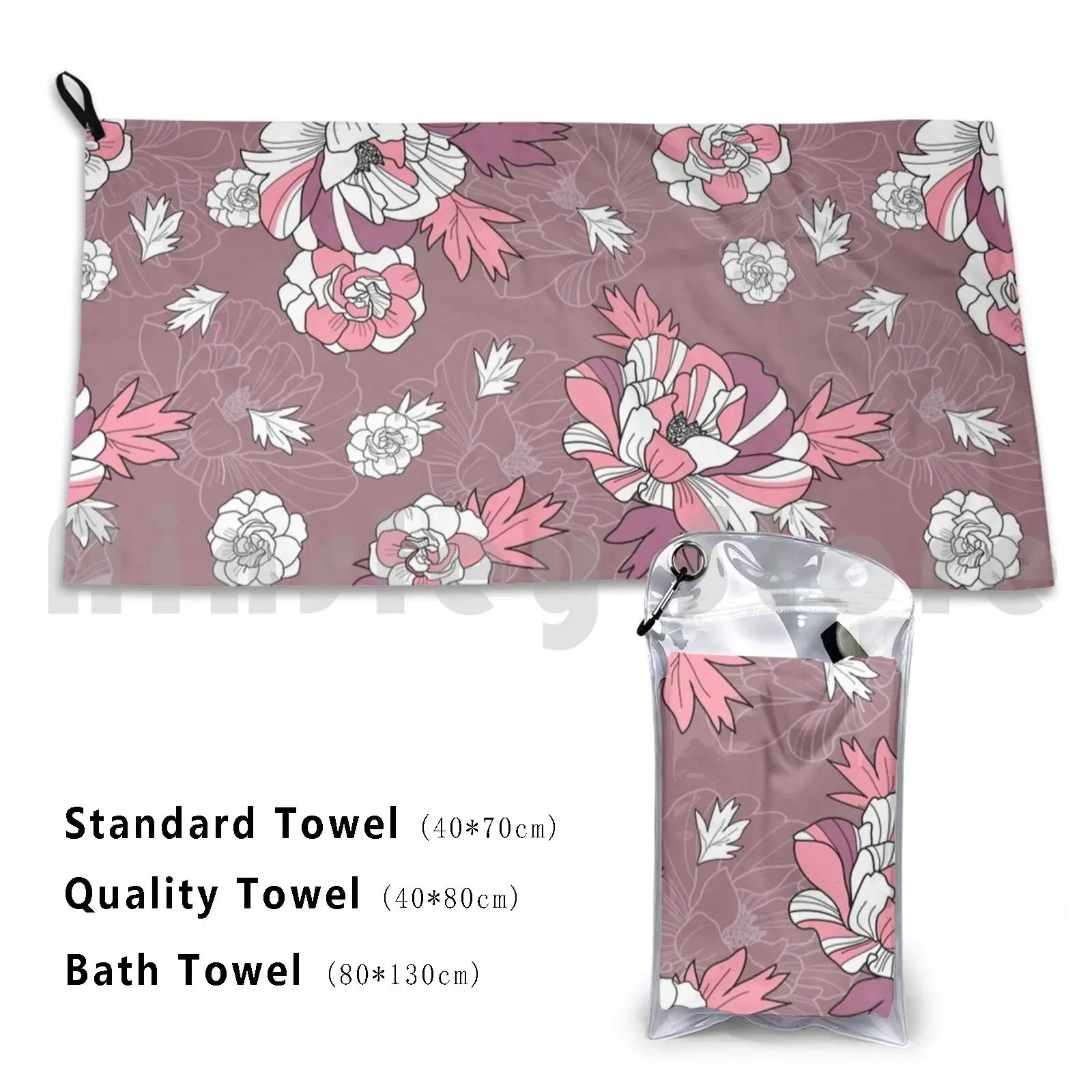 Towel Peony Line Pattern 2438 Peony Floral Womens Stylish Luxury Roses Tender