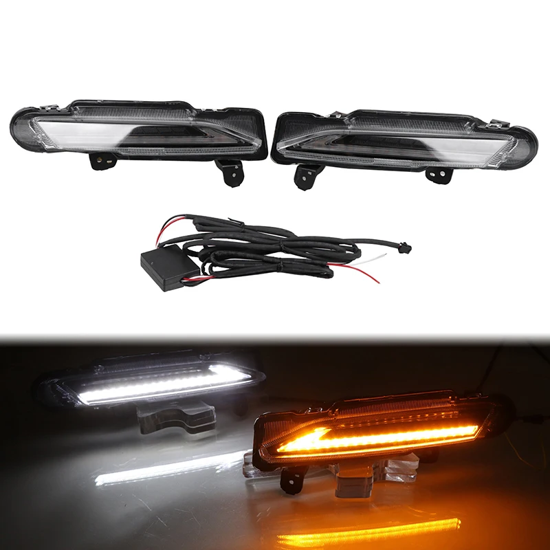 

1 pair 12V Car LED Daytime Running Light for Toyota Yaris 2017-2019 Daylight Driving Yellow Turning Signal Fog Lamp Waterproof