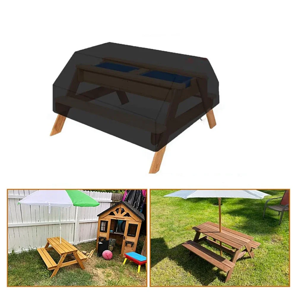 Waterproof Furniture Cover Black Picnic Table Cover 210D Oxford Fabric 420D Oxford Fabric Adjustable Drawstring