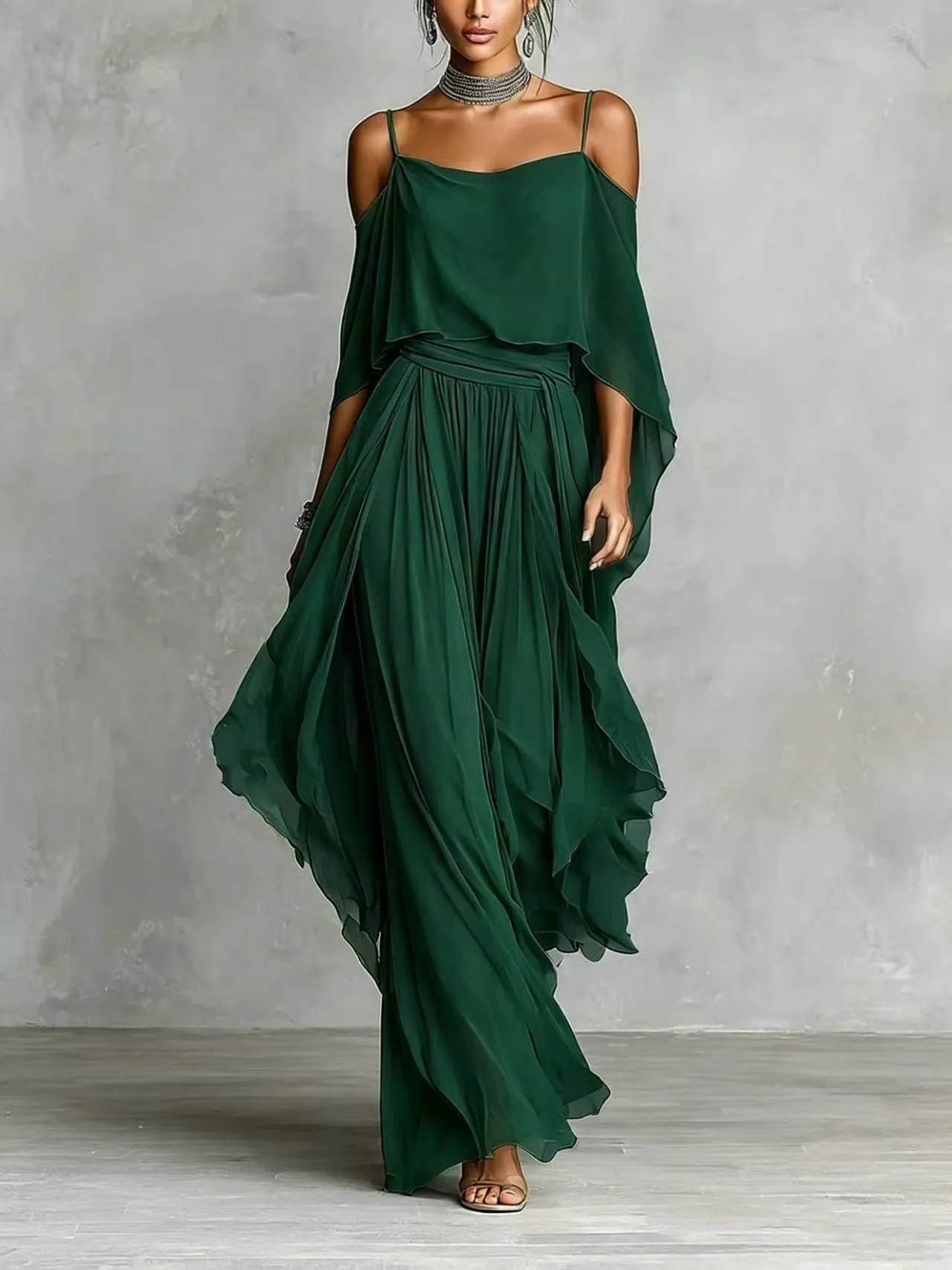 Women's Summer Pleated A-Line Sleeveless Chiffon Round Neck Dress for Wedding Guest Elegant Party Wedding Party Color Block