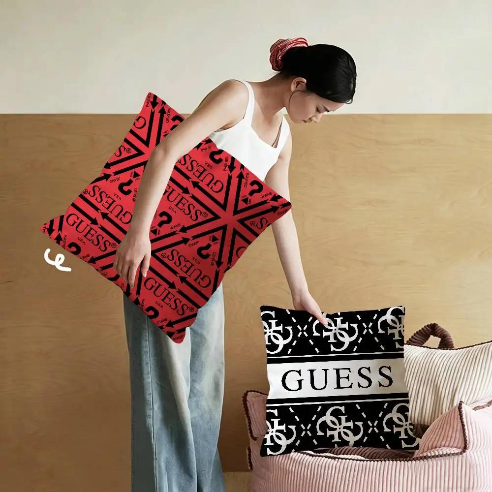 Fashion G_GuessS Logo Cushion Cover Car Throw Pillow Case For Sofa Car Christmas Gift 40x40cm 45x45cm