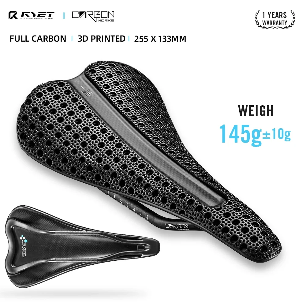 

New RYET 3D Printed Ultralight 145g Bike Saddle, 255*133MM Oval 7x9mm Cycling Cushion for Road MTB Gravel Bike Bicycle Parts