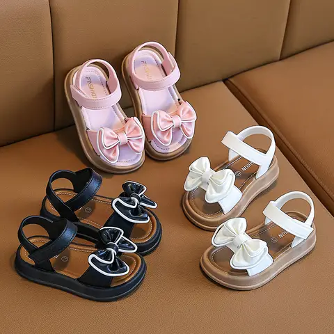New Fashionable Girls Sandals Summer Bow Princess Sandals 3-14 Years Old Students Children Outside Wearing Versatile Sandals
