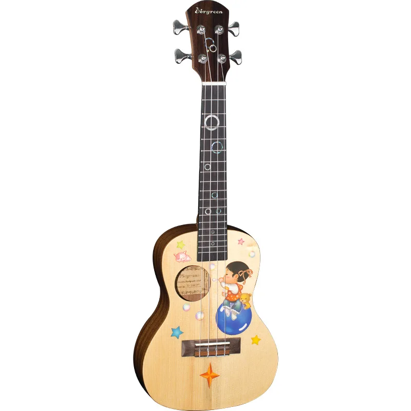 23 24 Inch Spruce Surface Single Sapphire Bright Shell Inlay, Ukulele Small Four-string Small Guitar Ukulele