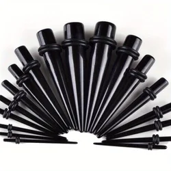 2pcs/set Black Pointed Cones Acrylic Ear Tapers Plugs Tunnels Expander Gauges Stretchers For Men Women Body Piercing Jewelry
