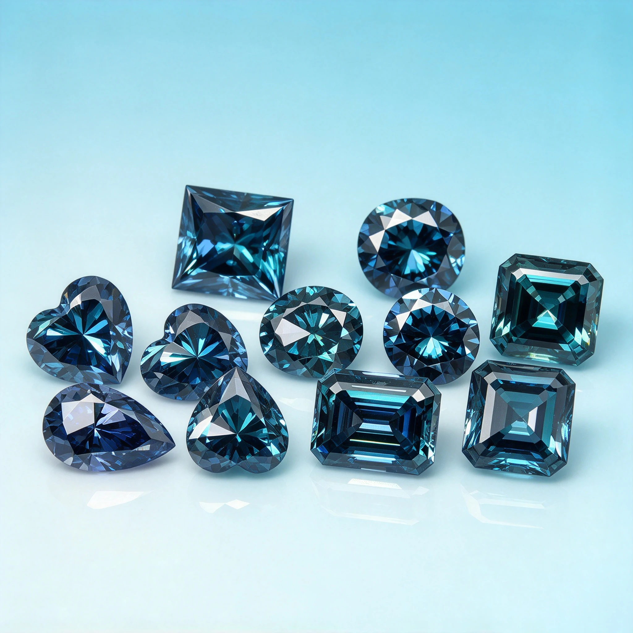 Sapphire Blue Moissanite Stones Multiple Shapes Round/Pear/Oval/Emerald/Heart/Princess/Radiant Cut with GRA Certificate for DIY