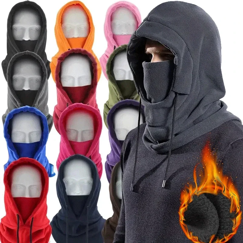 Outdoor Winter Thermal Fleece Balaclava Scarf Ski Face Mask Neck Warmer Snood Hood Hat Windproof Cold Warm Riding Cap Sports