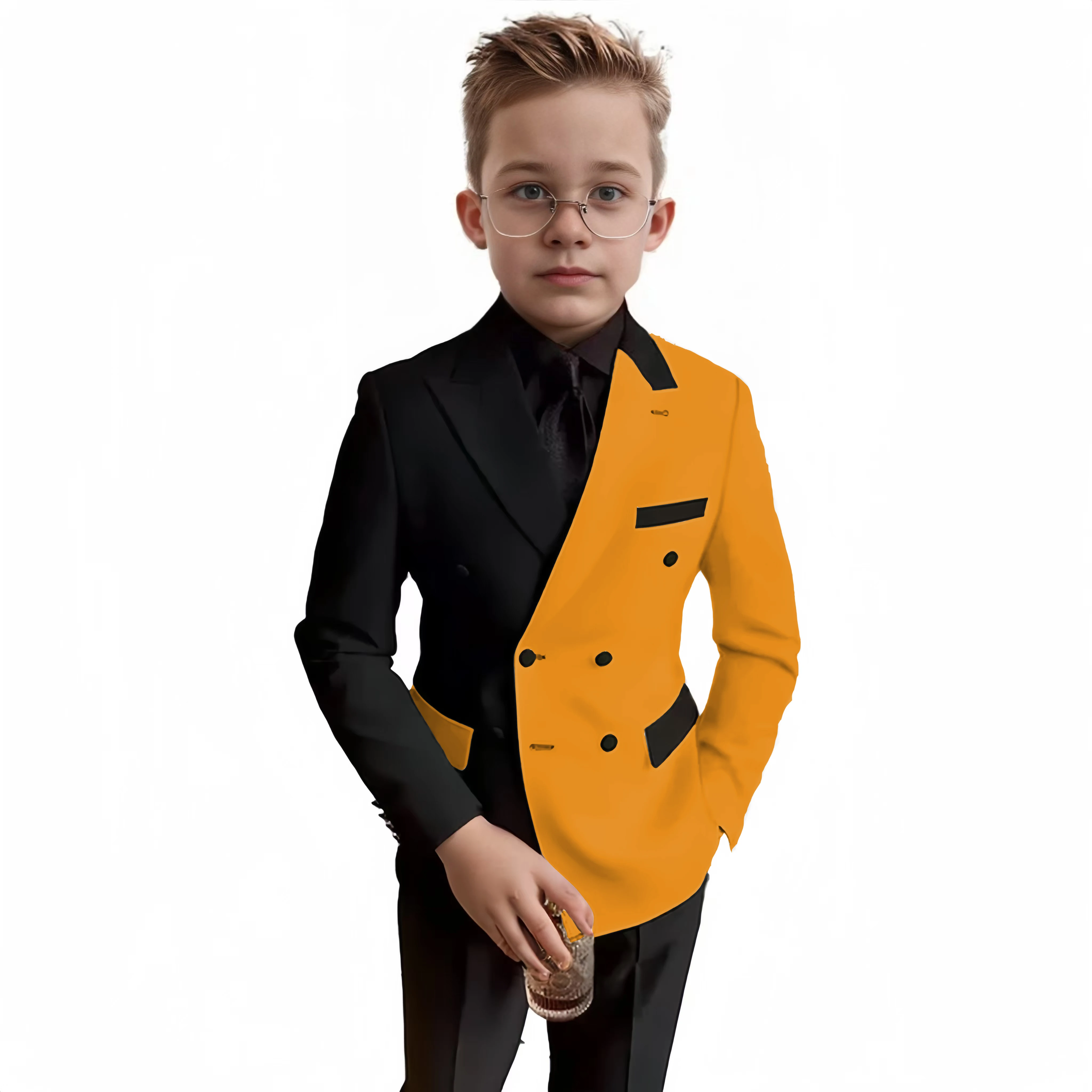 Stylish Peak Lapel Boys Suit Double Breasted Tuxedo Jacket and Pants  2 Pieces  For 3-16 Years  Prom Evening Party Dress 