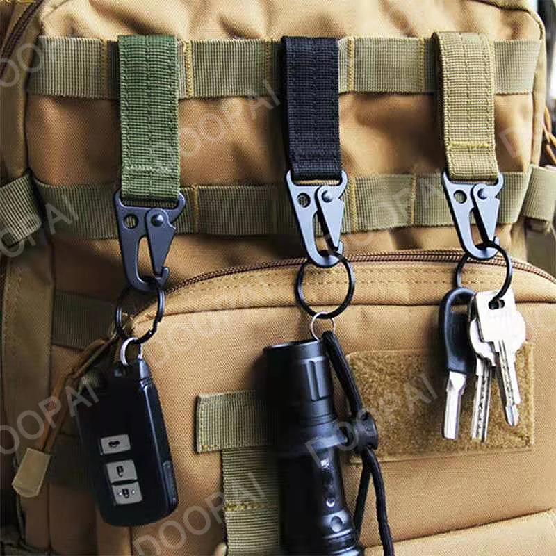 DOOPAI Men's Belt Multi-Function Outdoor Tactical Nylon Webbing Belt Key Hang Buckle Mountaineering Portable Eagle Hook Hook