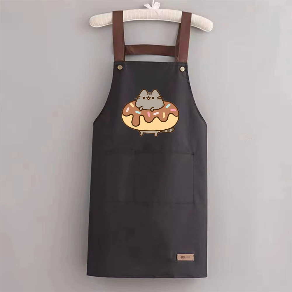 New Pusheen Cat Kitchen Aprons for Woman Men Chef Work Apron for Grill Restaurant Bar Shop Cafes Beauty Nails Studios Uniform