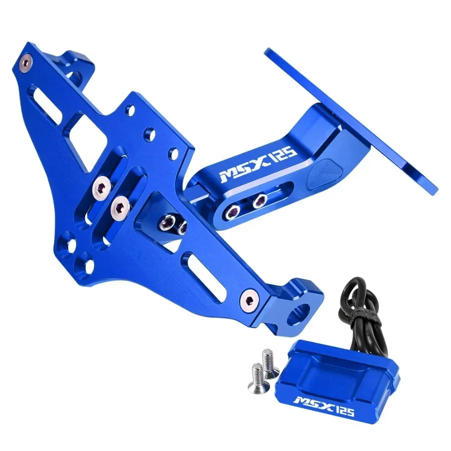 Motorcycle Registration Plate Holder For Honda MSX125 GROM125 MSX125SF CNC Aluminum Alloy License Plate Frame LED Accessories