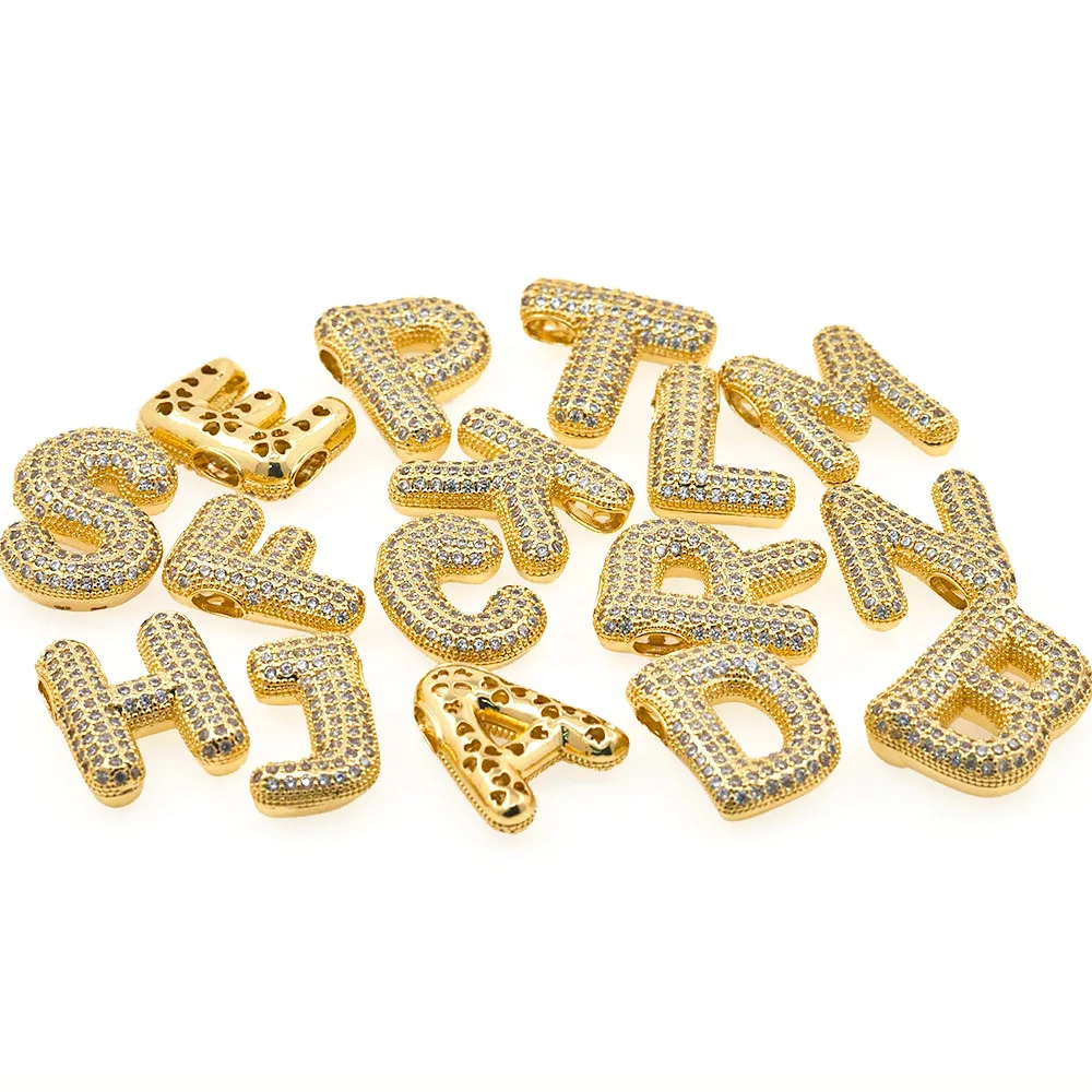 New 26 Initial Letter A-Z Alphabet Charms Pendant CZ Cubic Zircon Gold Plated Custom Name Necklace Jewelry Accessories For Women