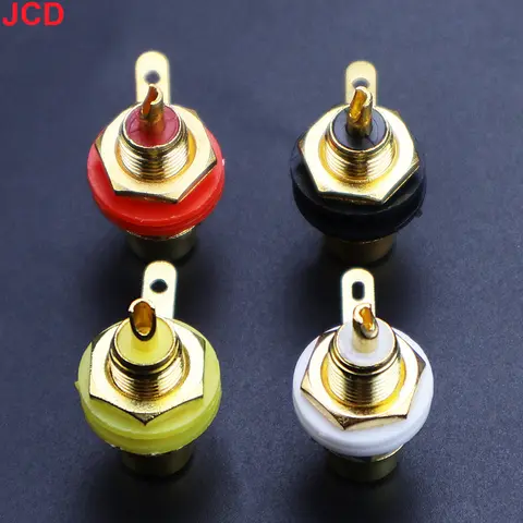 4 Pcs Solderable Rca Panel Mount Plug Female Jacks Socket Connector Chassis Amplifier Terminal Adapter Coupler for Amp (2 Pairs)