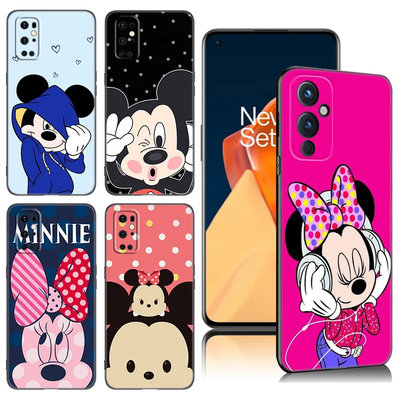 Cute M-Minnie Black Silicone Phone Case For OnePlus 9 10 11 12 ACE 2V Pro 9RT 10T 10R Nord CE 2 3 Lite N10 N20 N30 5G