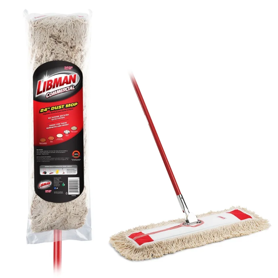 

24" Cotton Dust Mop Red Steel Handle