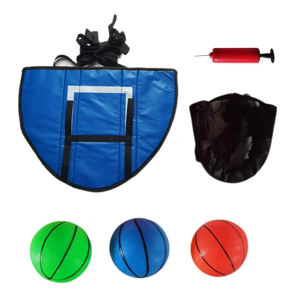 

Durable Trampoline Basketball Backboard Outdoor Trampoline Basketball Hoop Set with Pump Waterproof Balls Fun Game for Kids