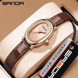 Sanda P1119 2023 New Design Series Ladies Elegant Oval Dial Waterproof Quartz Movement Business Women Analog Wrist Watch