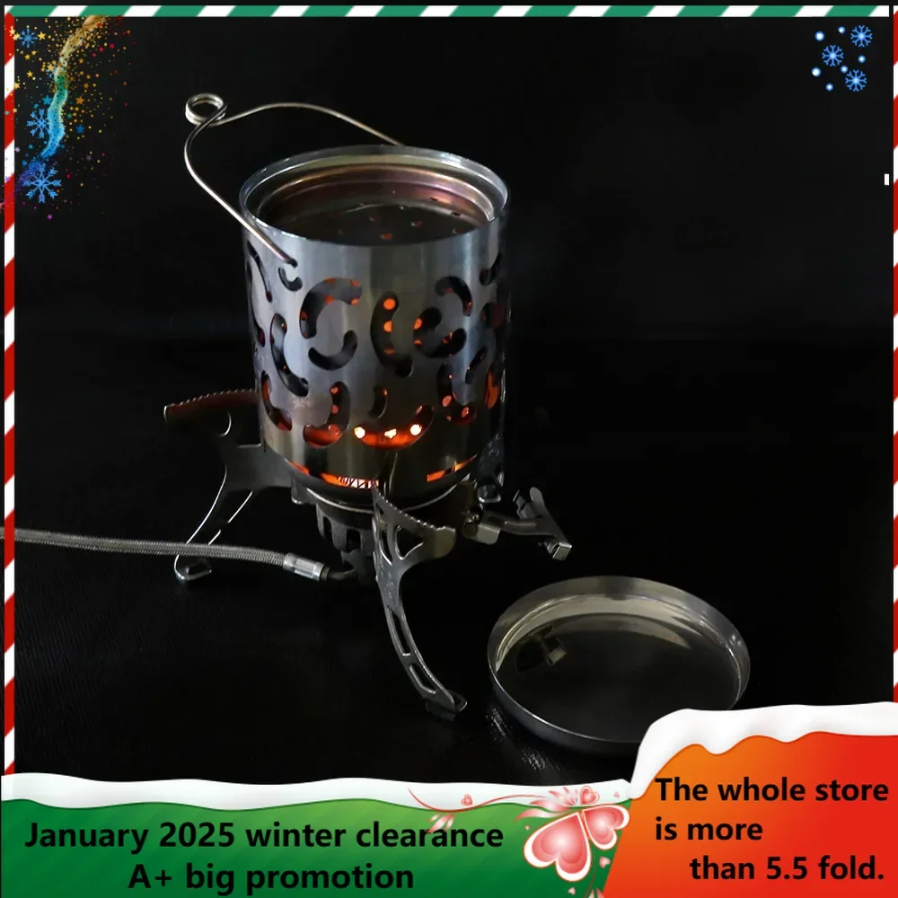 Outdoor Mini Warmer Stainless Steel Camping Stove Portable Warming Stove Cover for Picnic Hiking Barbecue