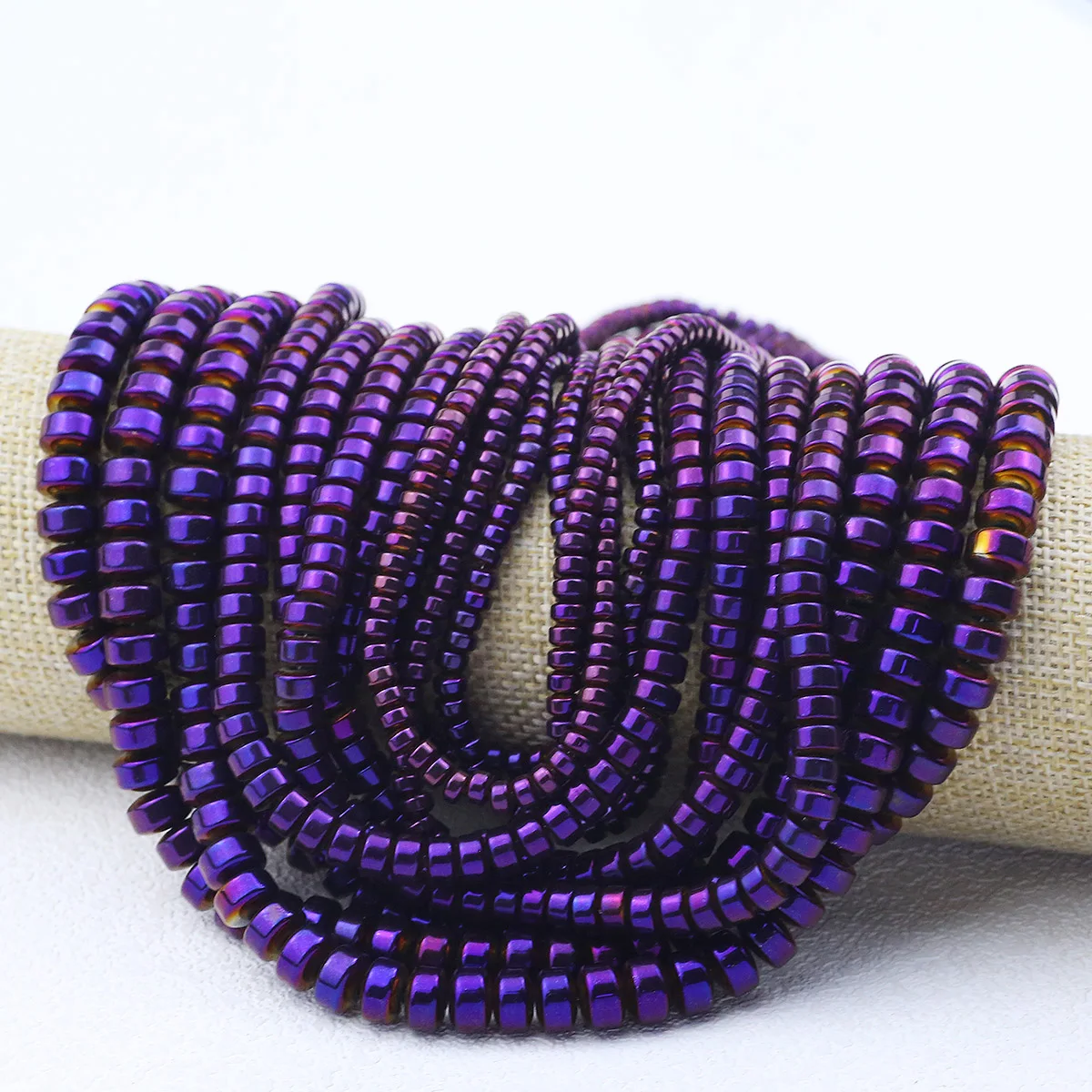 3/4/6/8mm Purple Hematite Ancient Beads Flat Round Spacer Loose Beads For Jewelry DIY Bracelets Earrings Necklaces Accessories