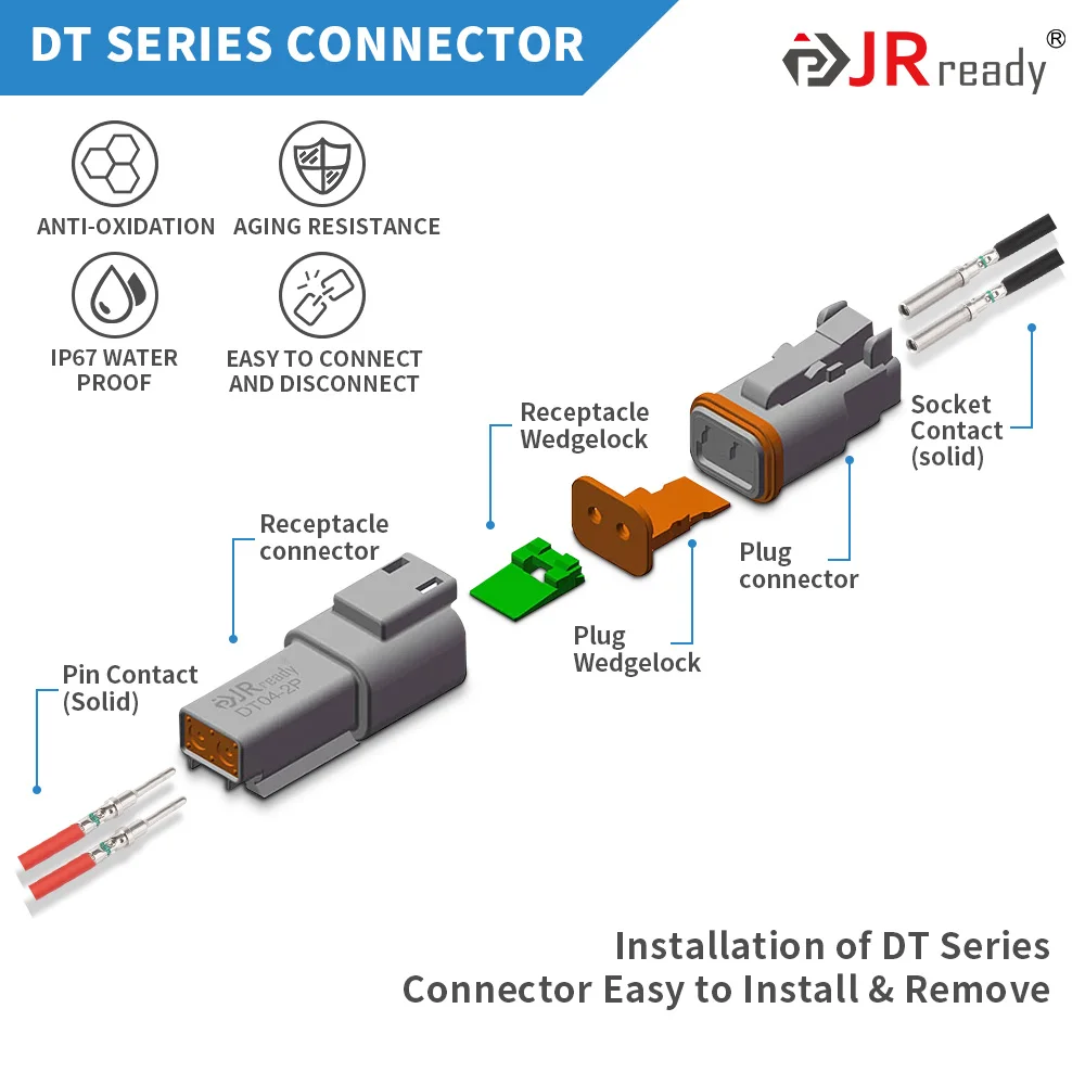 Imagem -03 - Jrready 348 Jogo do Conector dos Peças dt Deutsch com Conectores de Pinos Conectores de Pinos Contatos Contínuos do Tamanho 16 Apropriados para Automotivo