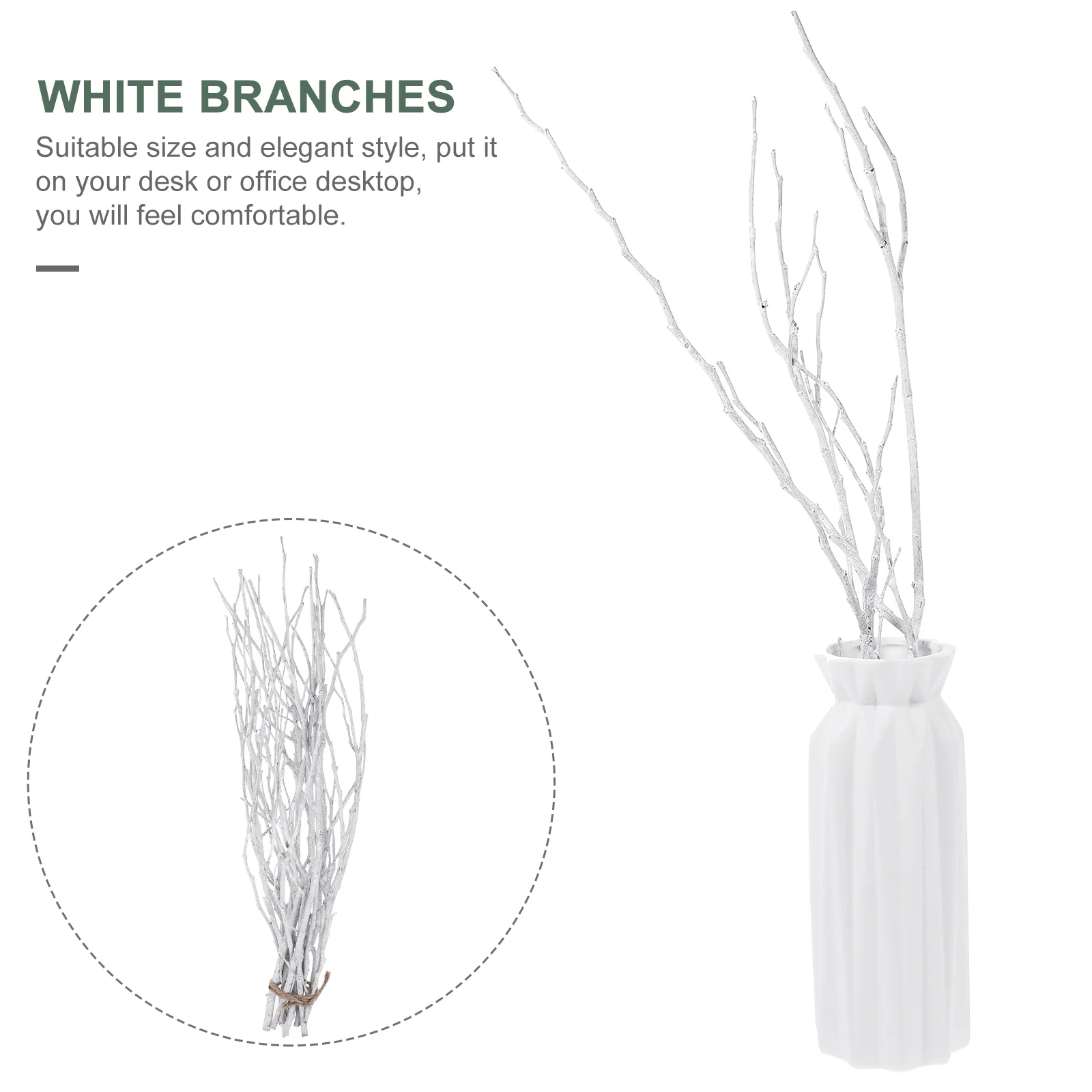 10 Pcs White Artificial Branches 50 Cm Dried Twigs Vases for Flowers Bendable Wood