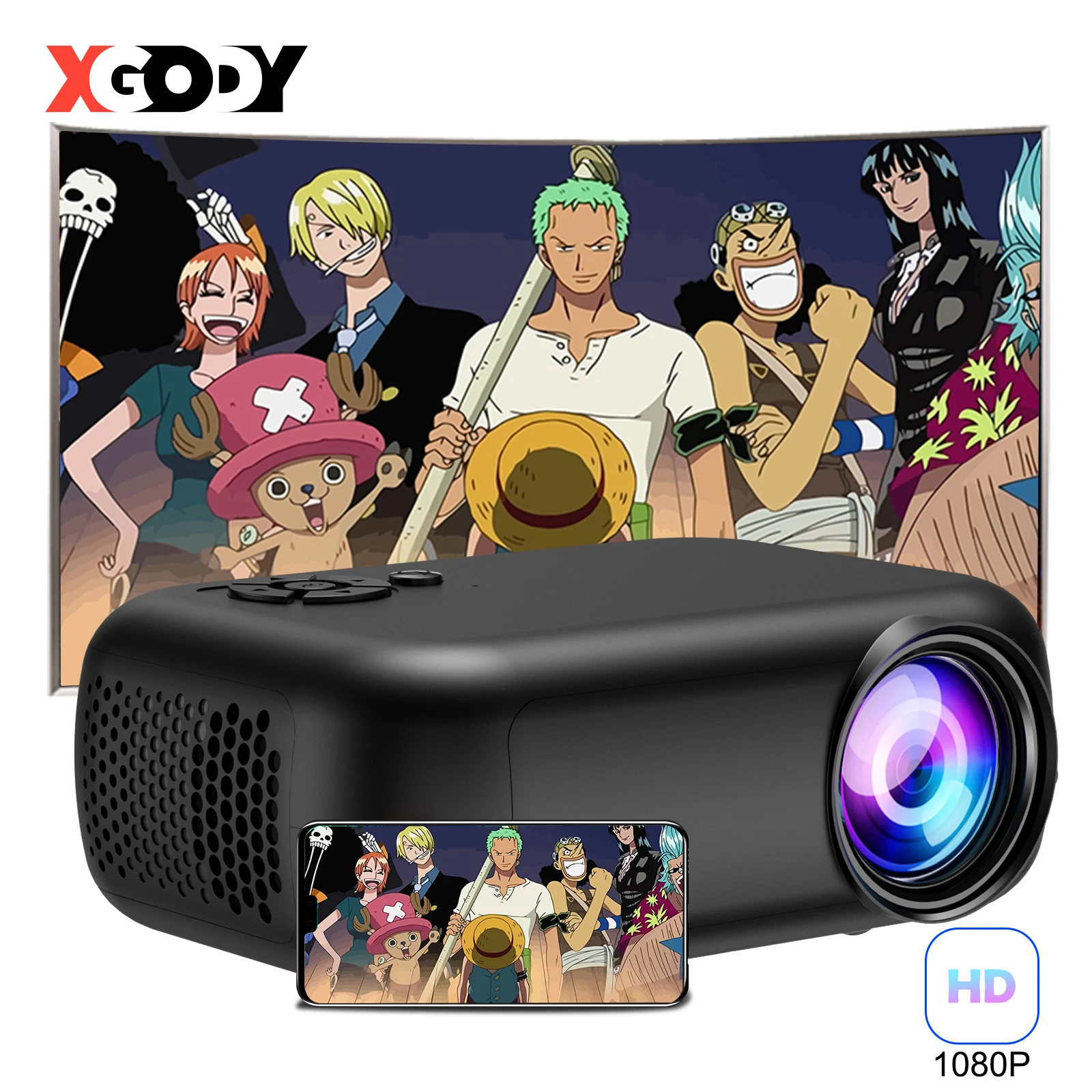 2000 Lumens Projector HDMI USB Beamer 1080P LED Home Theater Cinema Outdoor Movie Bundle