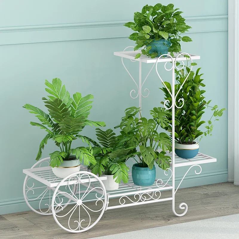 European flower stand, wrought iron multi-layer hanging orchid green dill shelf