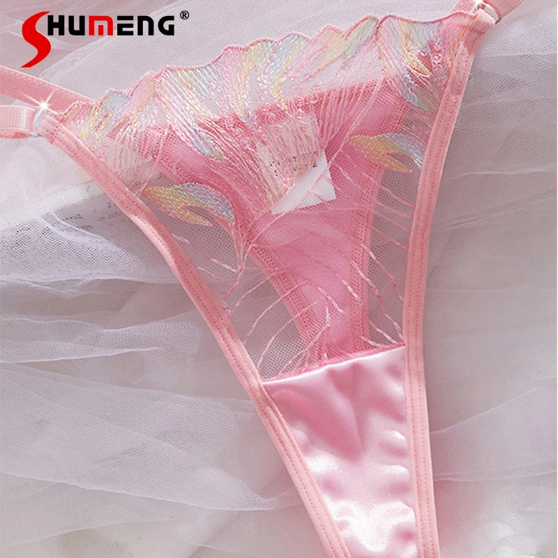 European American Sexy Lingerie Set Women Temptation Embroidery Ultra Thin Bra Set Female Underwire Push Up Intimates Suits