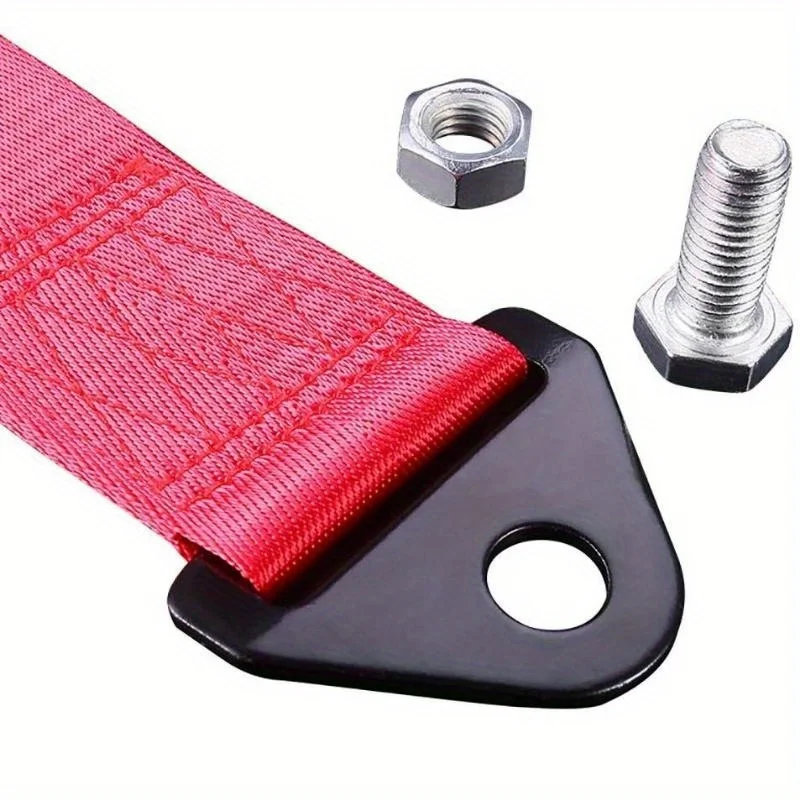 1PCS Universal Remove Before Flight Cars Set Belt Nylon Strap for Front Or Rear Bumper Towing Hooks (Red)