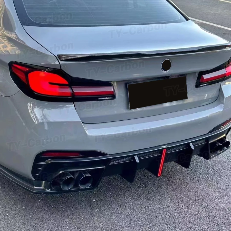 PP Black 3PCS Rear Bumper Diffuser Lip Spoiler With Light Diffuser for BMW G30 G38 M Sport 520i 530i 540i Sedan Vten 2017-2023