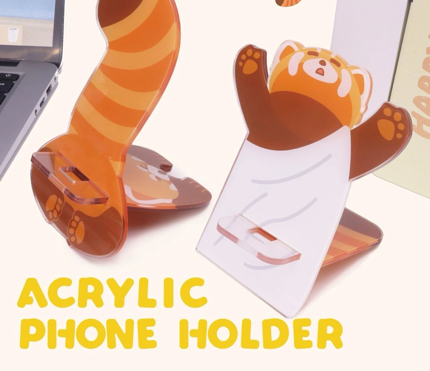 

2 шт. милых акриловых держателей для телефона в виде панды, креативное украшение для рабочего стола в стиле Little Panda Cultural