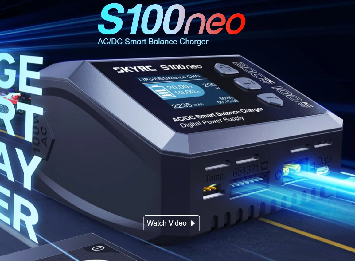 SkyRC S100neo Balance Charger AC100W DC200W 12A Smart LiPo Battery RC Charger Discharger for LiPo/Li-ion/Life/NiMH/NiCd/Pb