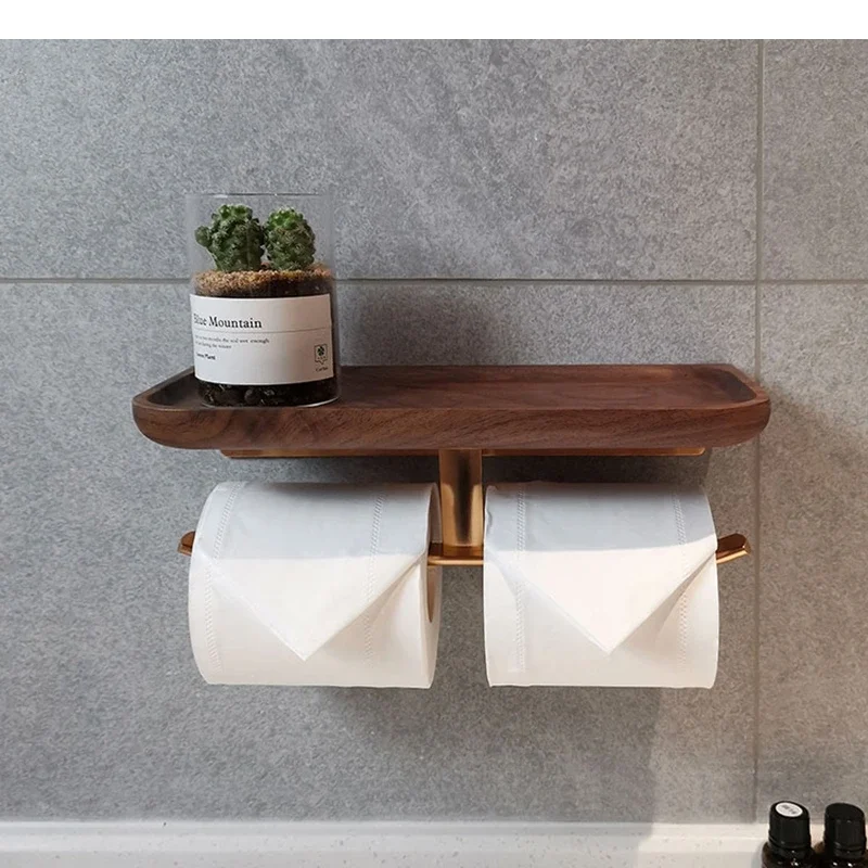 Walnut Wooden Paper Towel Rack Roll Tissue Holder Holders Storage Containers Household Toilet Racks Bathroom Shelves
