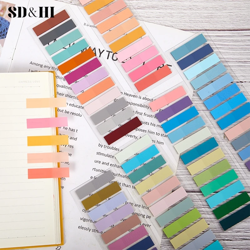 1set Transparent Fluorescent Index Tabs PET Sticky Note For Page Marker Planner Stickers Office School Students Supplies