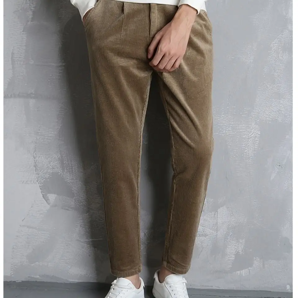 

2024 Men's Autumn Winter Fashion Loose Corduroy Pants Men Korean Thicken Warm Straight Pant Male Business Casual Trousers F412