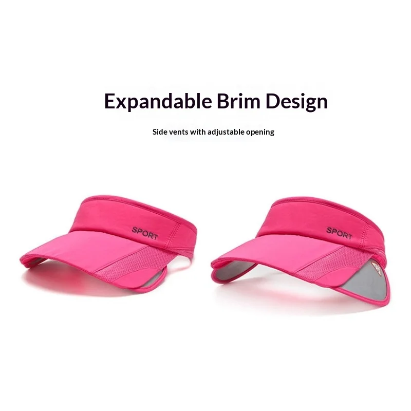 1pc Women Summer Sun Visor Hat with A Pull-out Brim,Adjustable Retractable Brim Empty Top UV Protection Beach Shading Travel Hat
